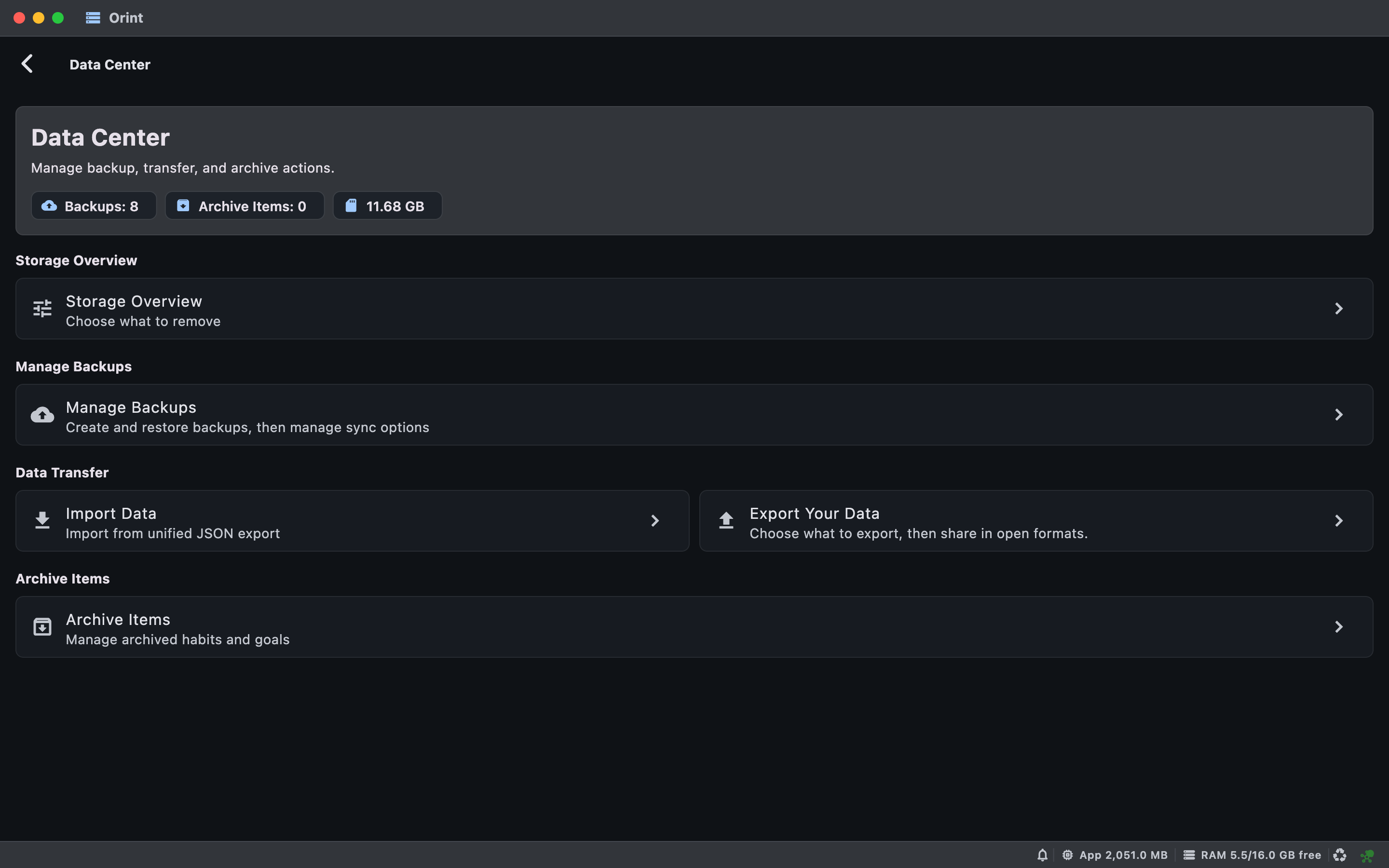 Mac Data Center screenshot