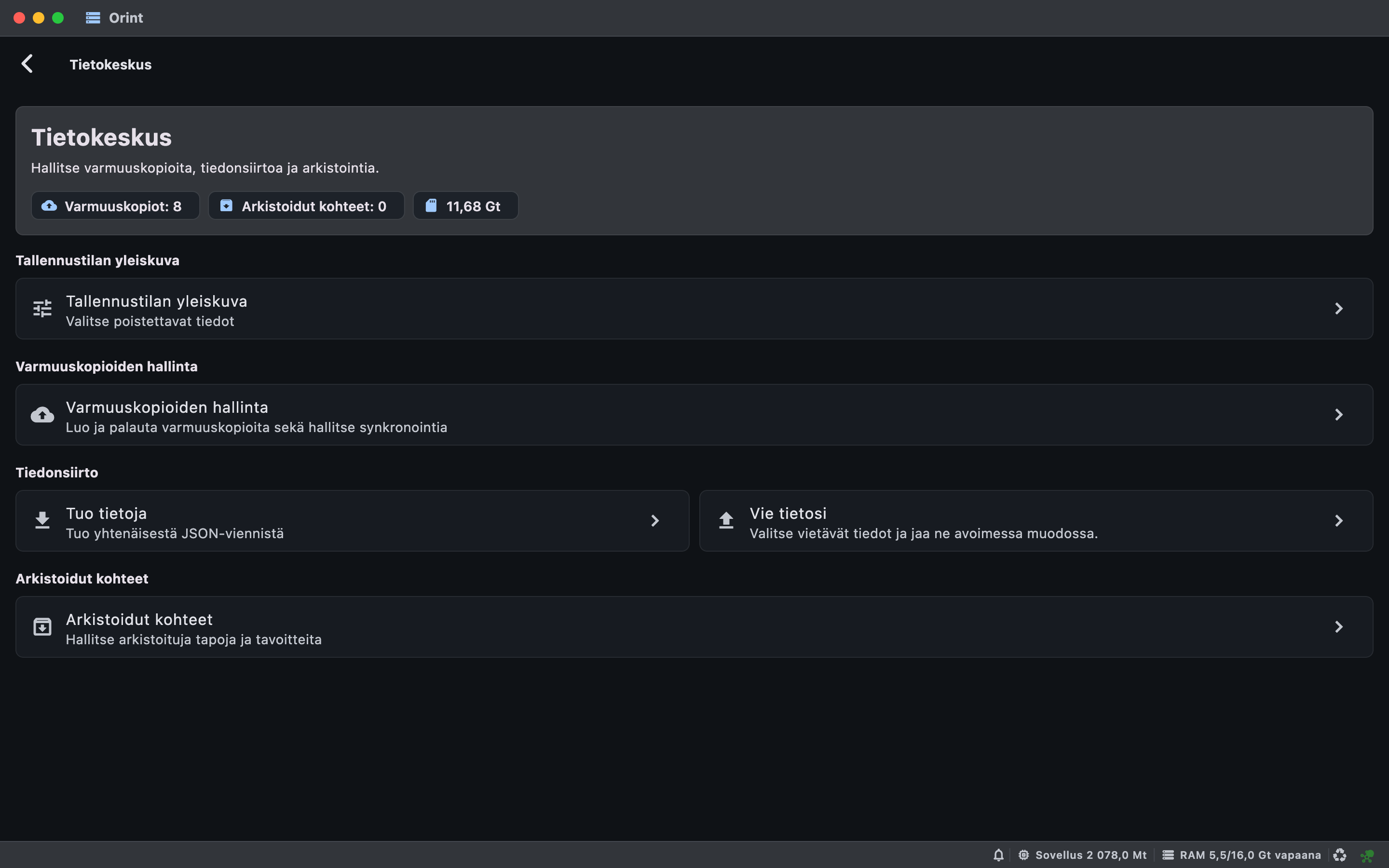 Mac Data Center screenshot