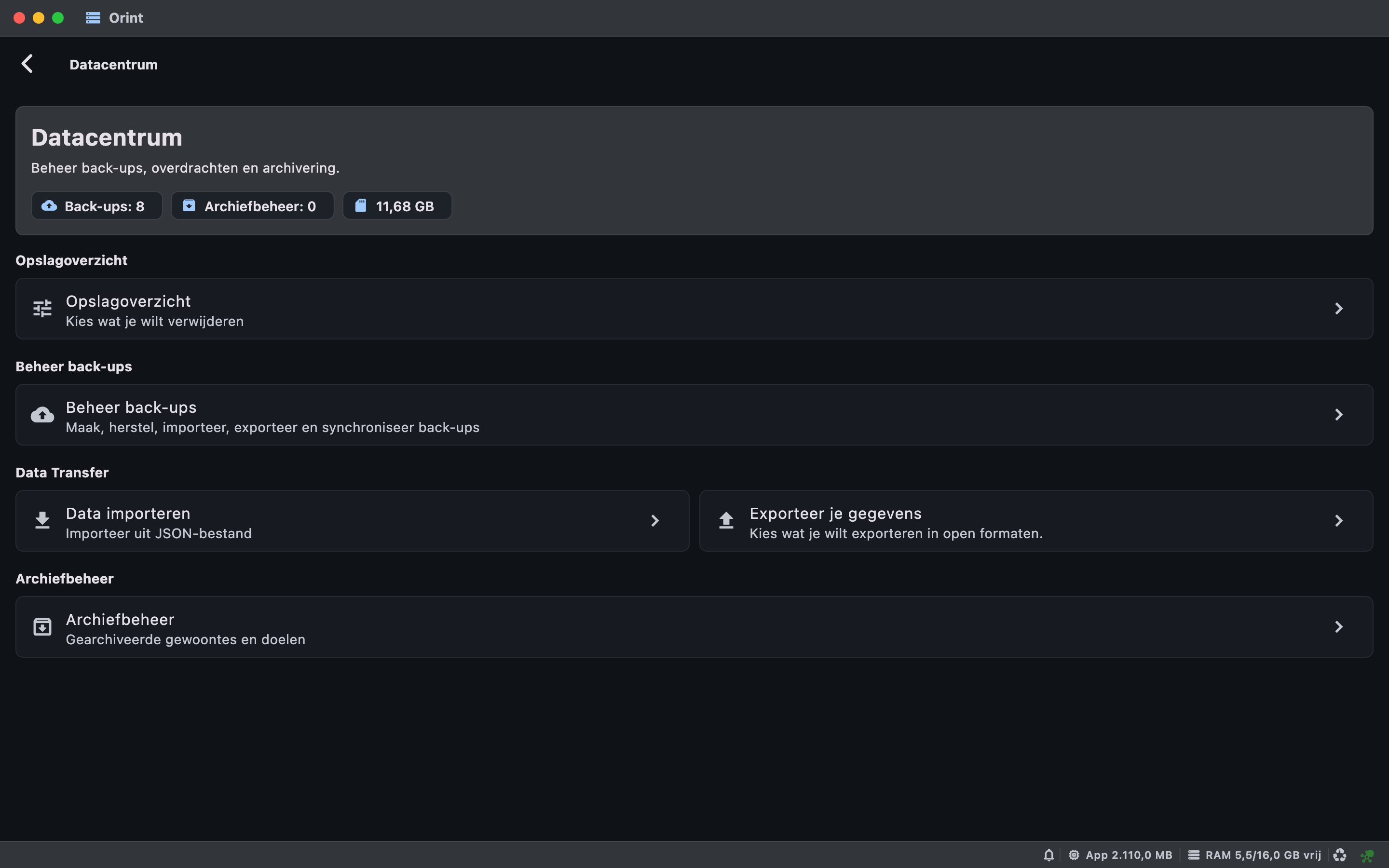 Mac Data Center screenshot